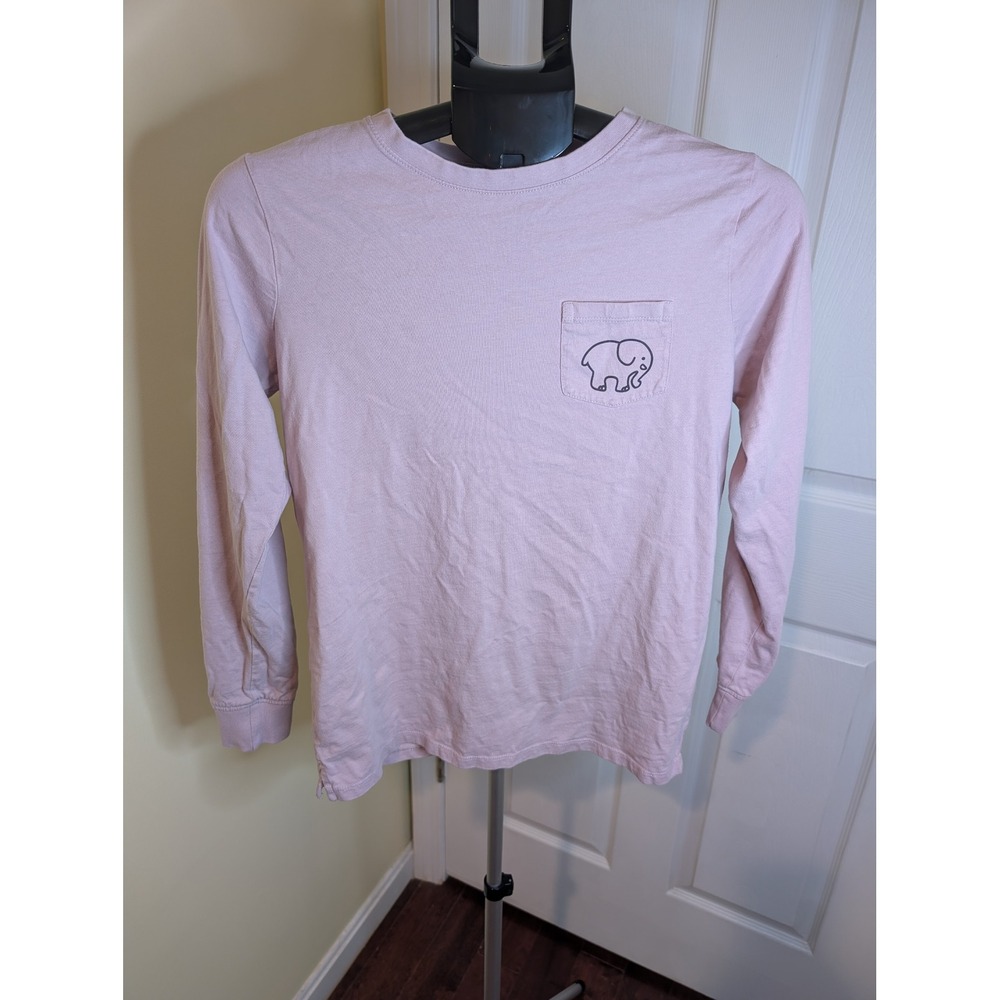 Ivory Ella Long Sleeve T-Shirt Women XS Pink Mandala Elephant Pocket Tee